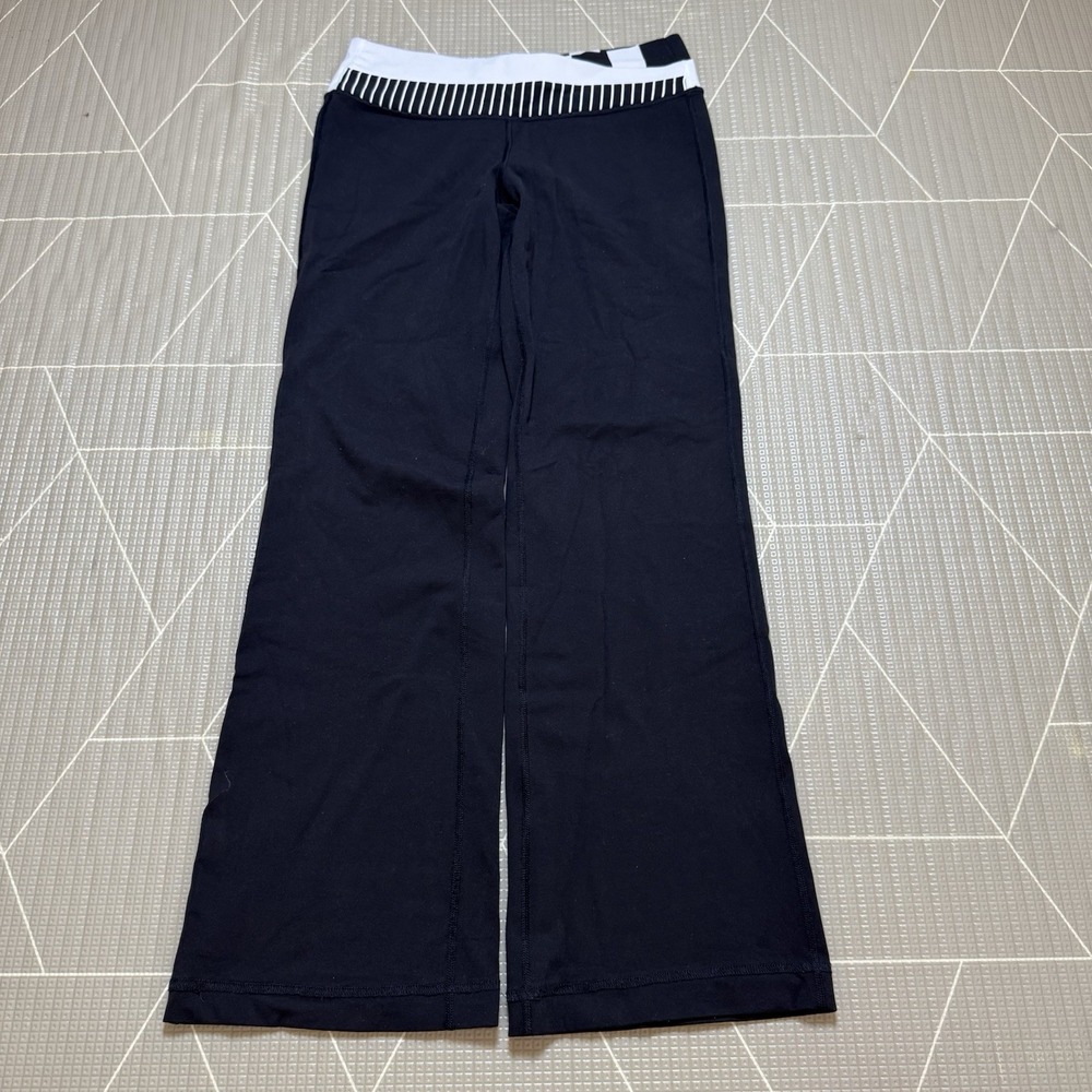 Lululemon Astro Pants 8 Black Flare Leg Y2K Striped Waistband